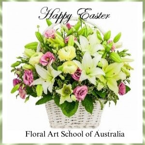 I hope you have a very Happy Easter. This basket of flowers featuring white liliums, pink lizianthus, white ranunculus and thryptomene would look lovely in your own home or make an ideal gift for Easter.